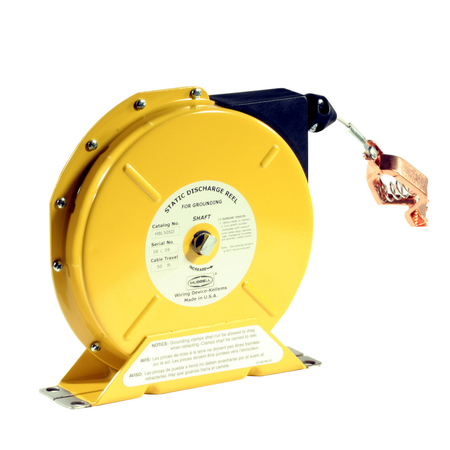 HUBBELL WIRING DEVICE-KELLEMS Cord and Cable Reels, Static Discharge Reel, 50', Single Lead, Nylon Coated, Yellow HBL50SDN